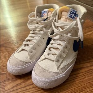 Nike Cream and Blue High-Top Sneakers